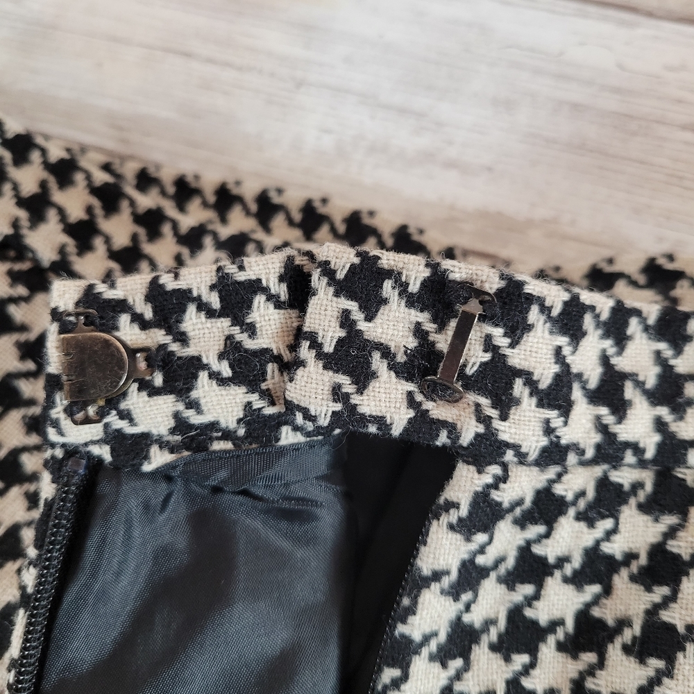 Eddie Bauer Womens Black and Cream Houndstooth A-line Skirt Size 6 - Picture 4 of 14